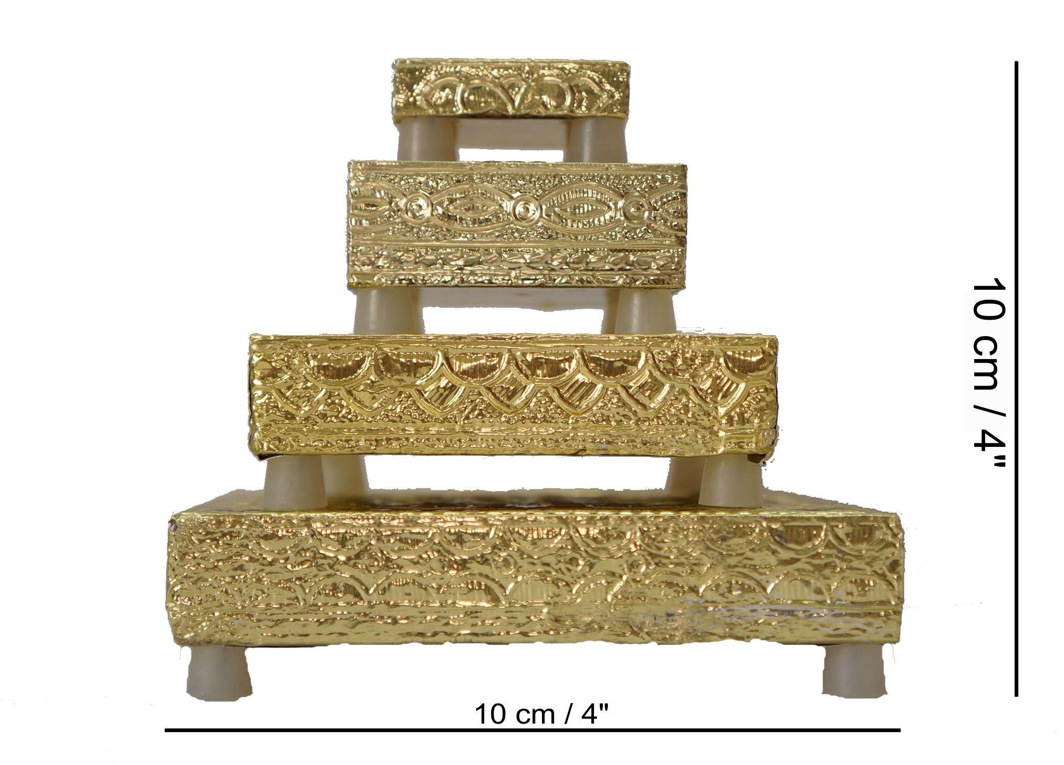 Wooden Minakari Golden Chaurang/Chowki/Bajot/Pata Set of 4 pcs (Small)