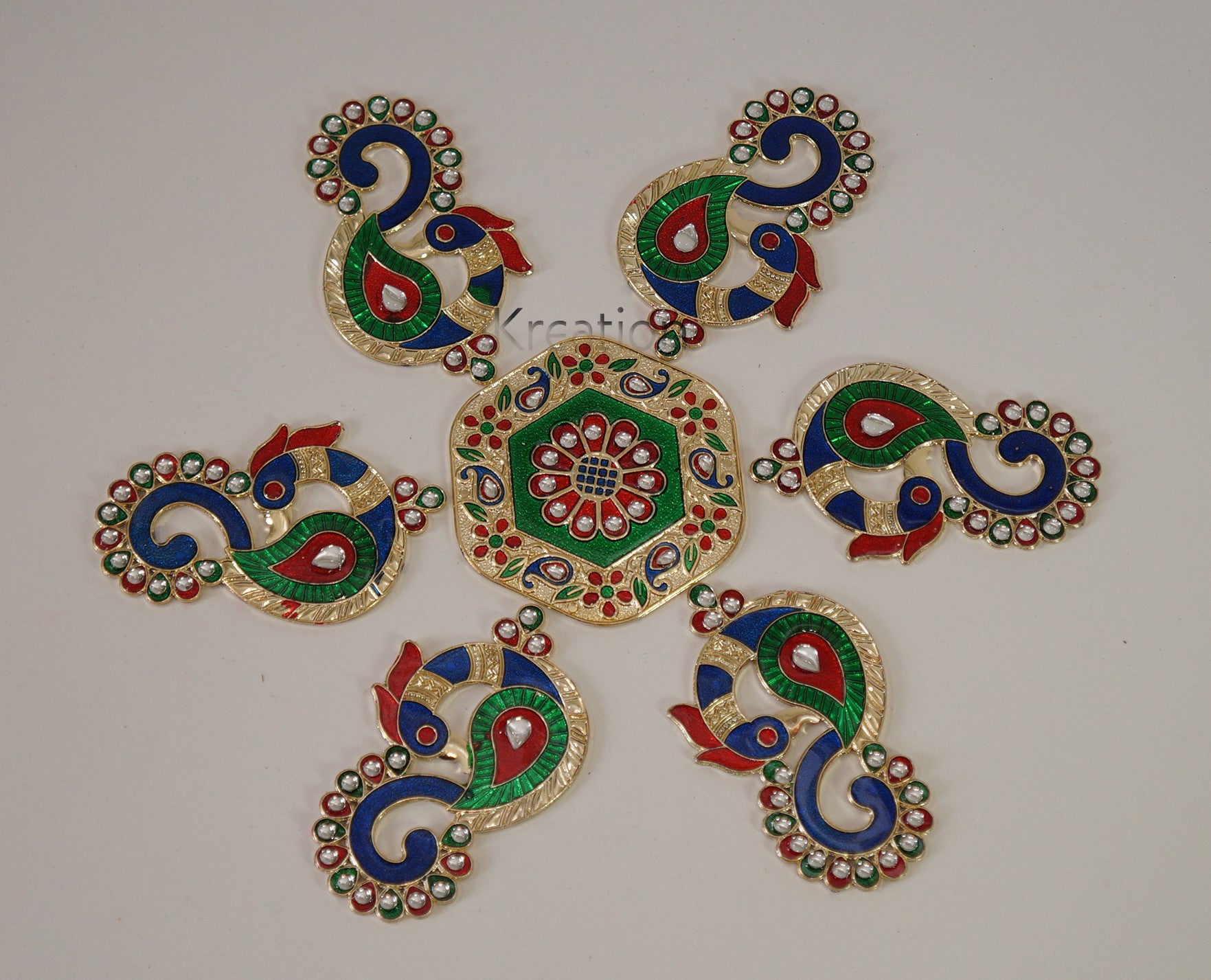 Acrylic Minakari Peacock Shape Rangoli