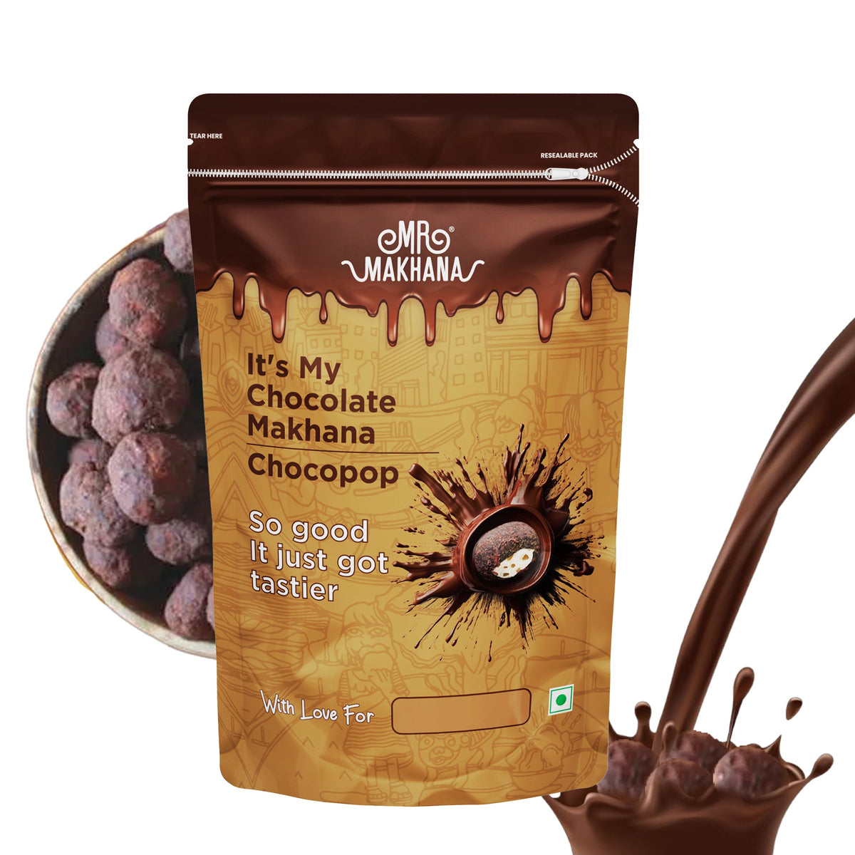 Mr. Makhana ChocoPop Resealable Pouch 65 GM