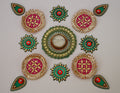 Gota Patch and Acrylic Rangoli with Candle Holder