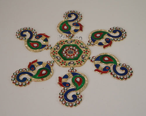 Acrylic Minakari Peacock Shape Rangoli
