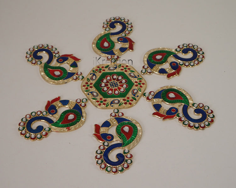 Acrylic Minakari Peacock Shape Rangoli