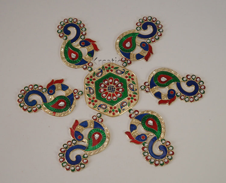Acrylic Minakari Peacock Shape Rangoli