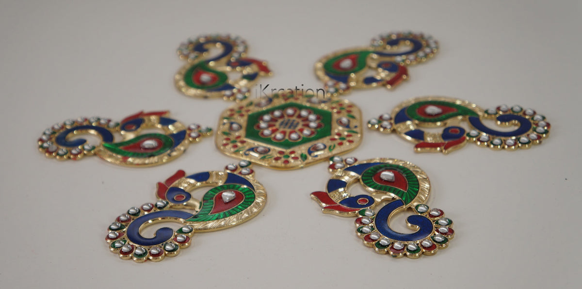 Acrylic Minakari Peacock Shape Rangoli