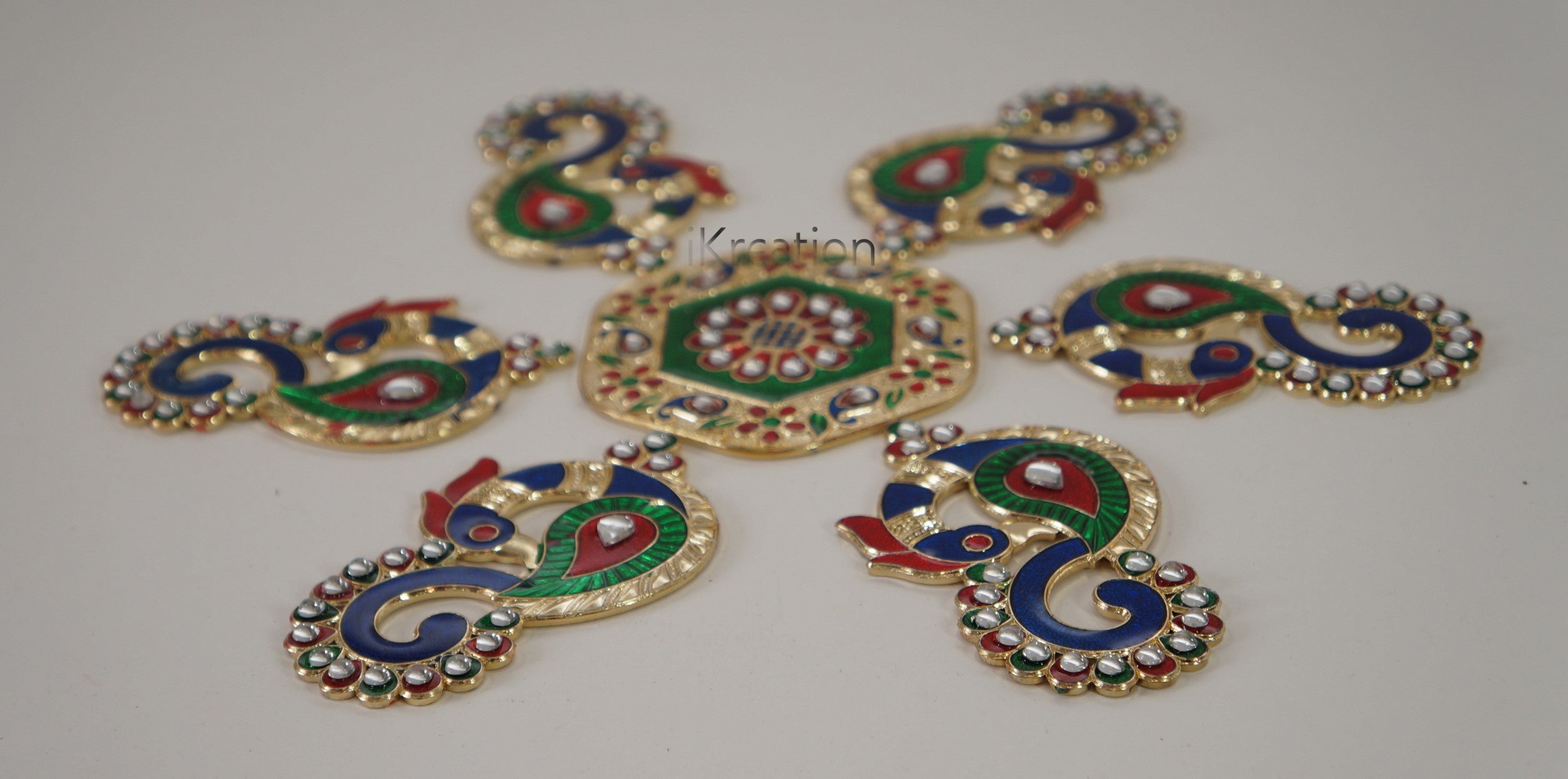 Acrylic Minakari Peacock Shape Rangoli
