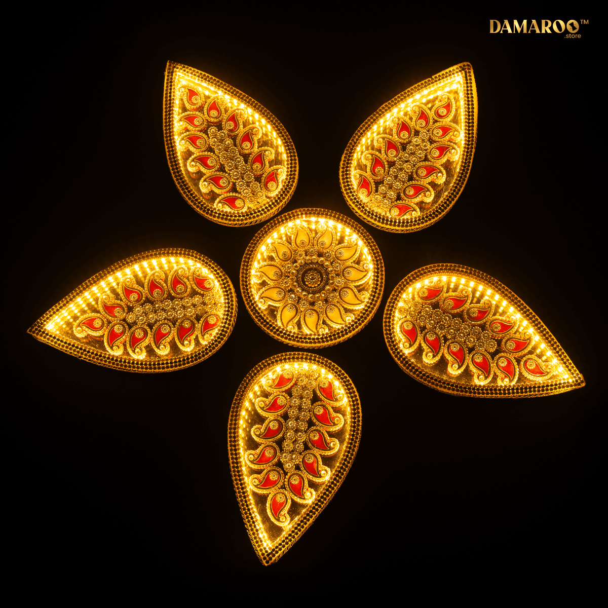 Kundan Kairi Royal LED Rangoli Set of 6
