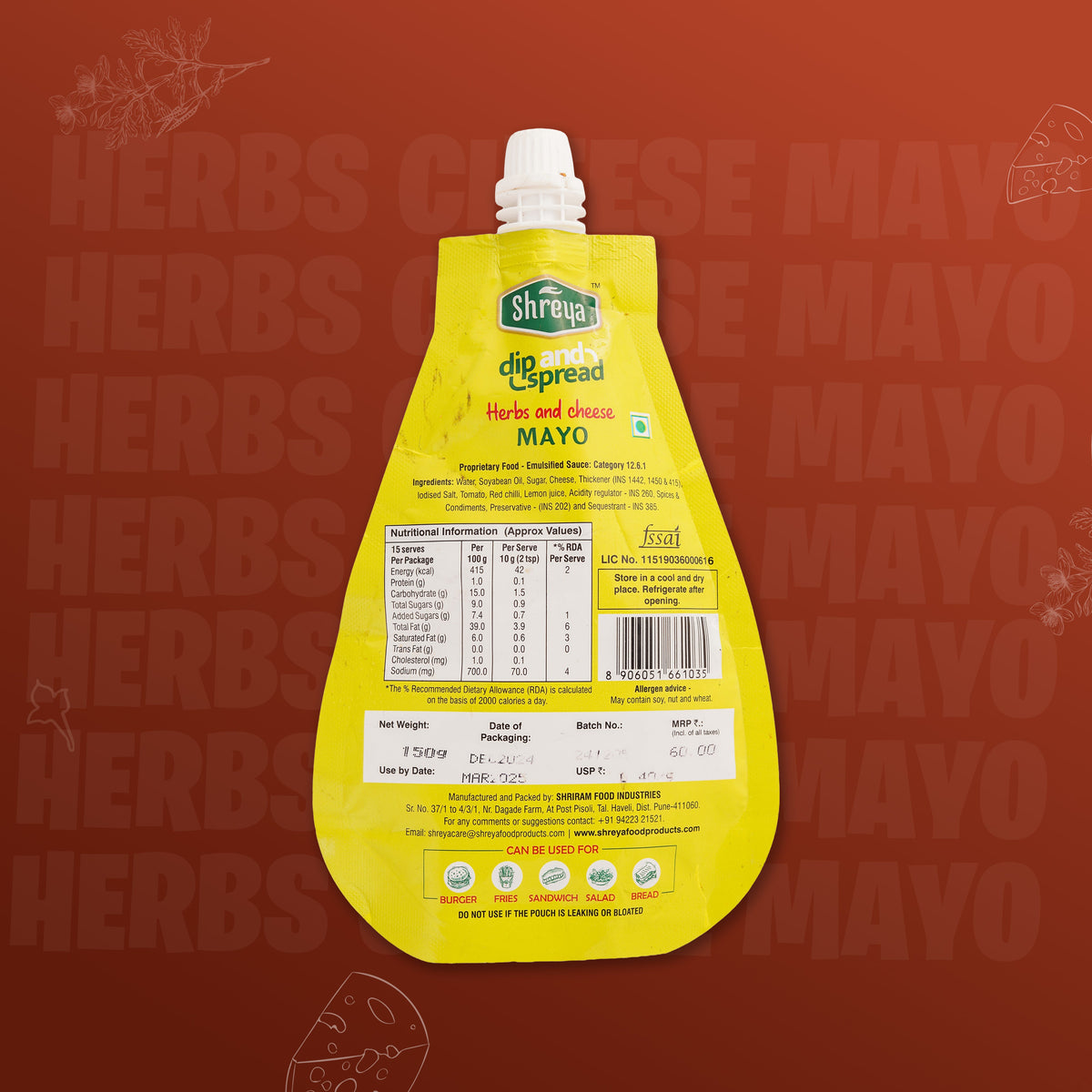 Shreya Dip and Spread – Herbs & Cheese Mayo